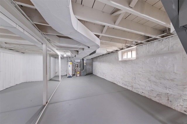 below grade area with heating unit and water heater
