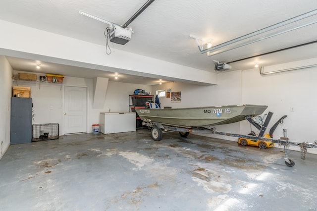 garage with a garage door opener