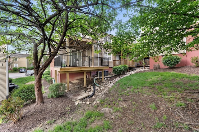 view of yard with a deck