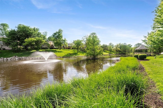 view of water feature featuring a gazebo