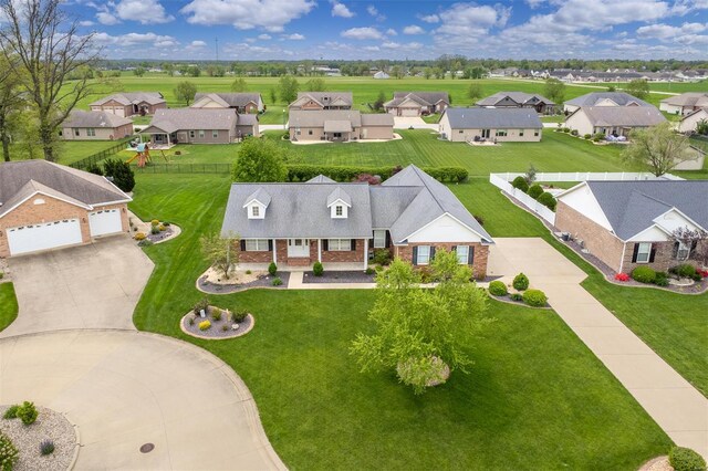 aerial view with a residential view