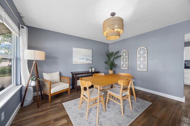 dining room featuring baseboards and wood finished floors