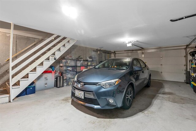 garage with a garage door opener