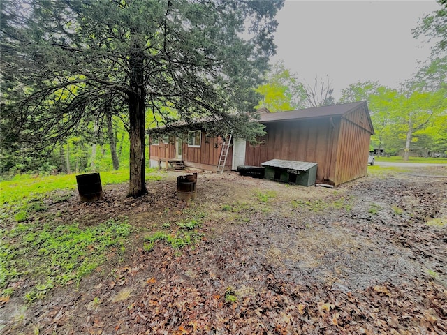 view of side of property featuring board and batten siding