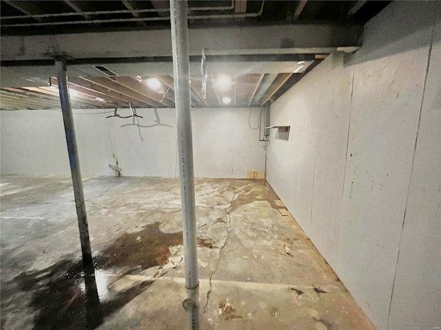 view of unfinished below grade area