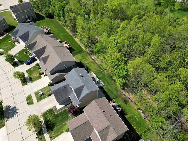 aerial view featuring a forest view