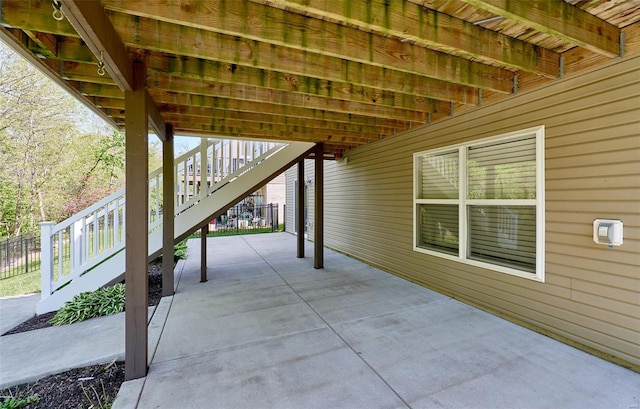view of patio featuring stairs