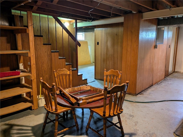 below grade area featuring stairs