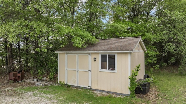 view of shed