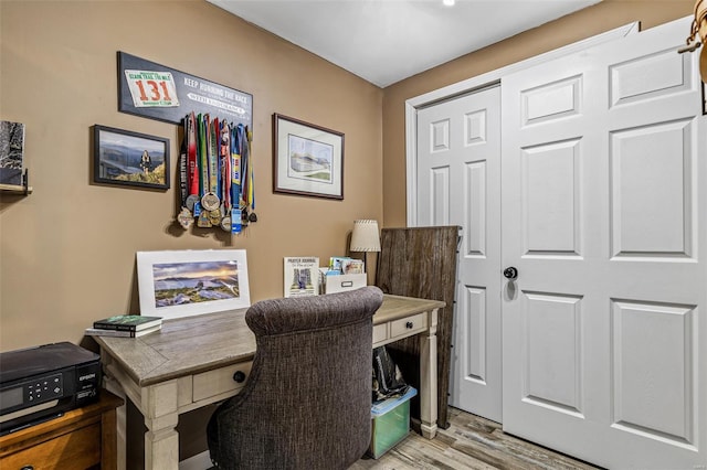 office featuring light wood-style flooring