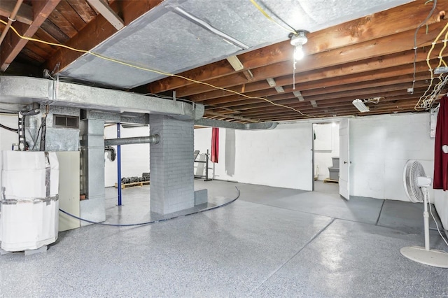 unfinished below grade area featuring visible vents