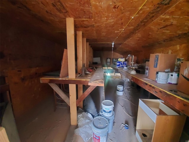 view of unfinished attic
