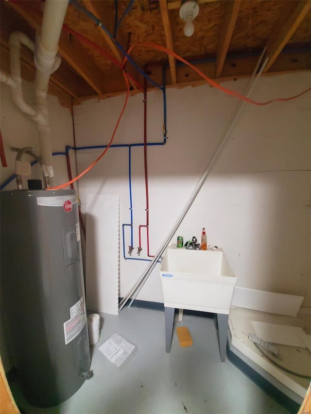 utility room with water heater