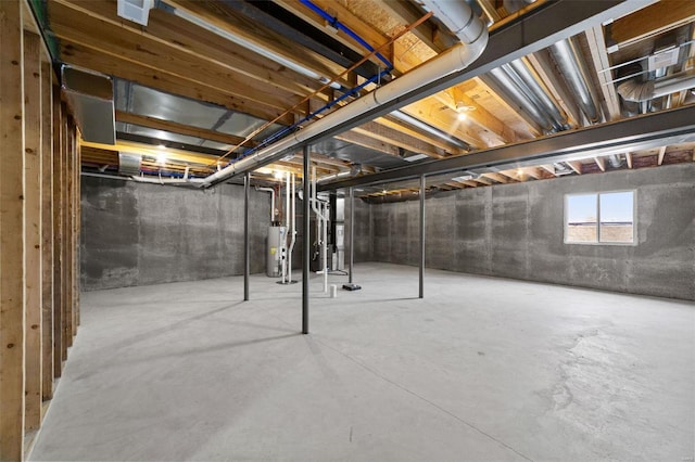 below grade area with water heater