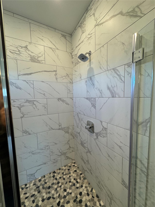 bathroom with a shower stall