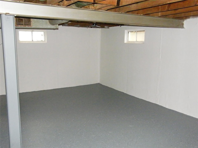 basement featuring visible vents