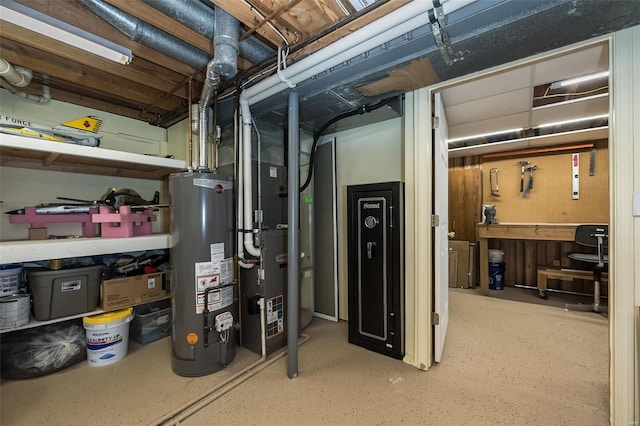 below grade area featuring gas water heater