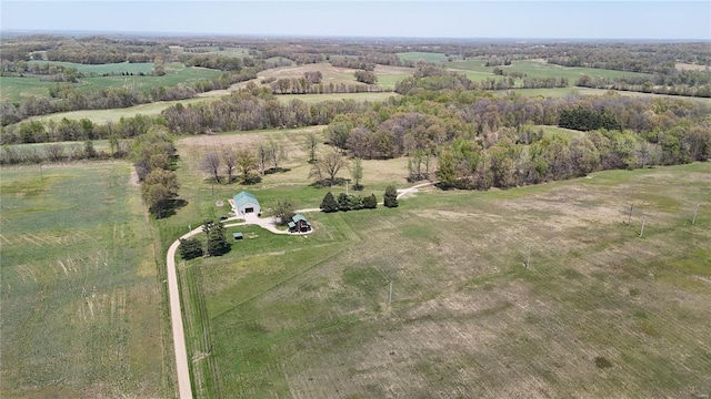 aerial view with a rural view