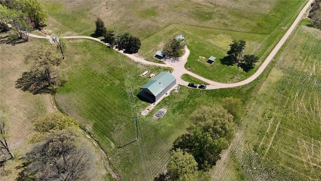 birds eye view of property featuring a rural view