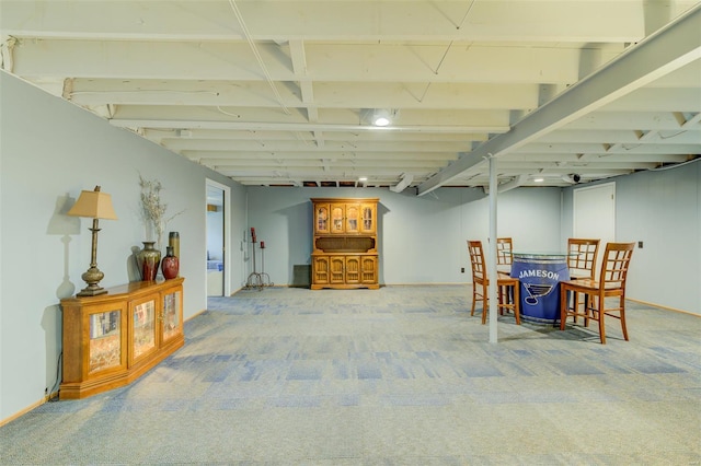 finished basement with carpet and baseboards