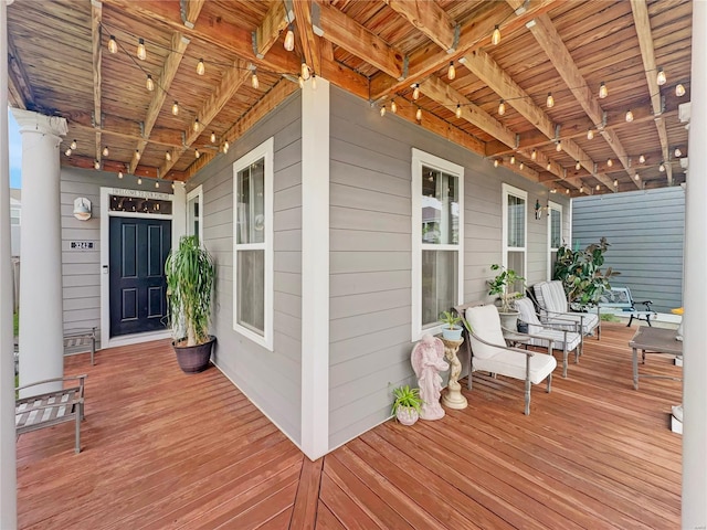 deck featuring a porch