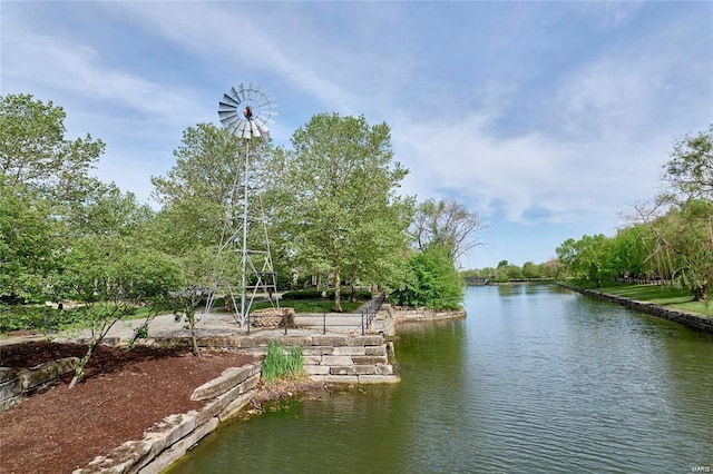dock area featuring a water view