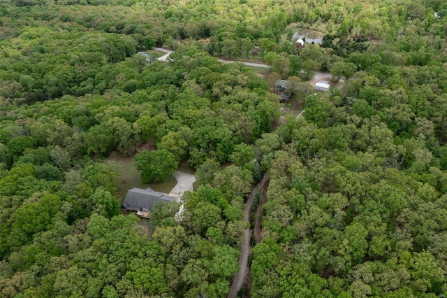 drone / aerial view with a forest view