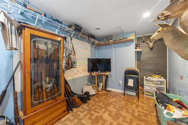 interior space with recessed lighting