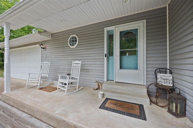 property entrance with an attached garage