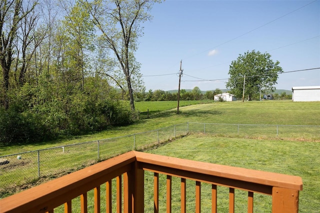view of yard featuring a fenced backyard and a rural view