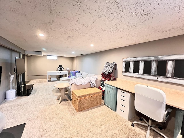 carpeted office with recessed lighting