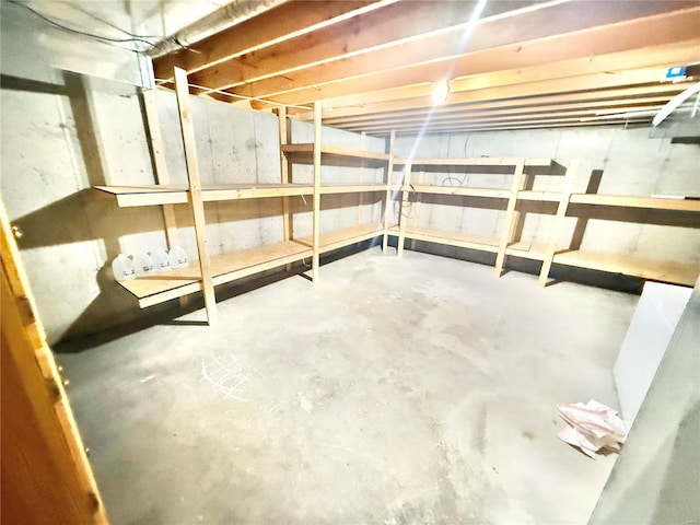 view of unfinished basement
