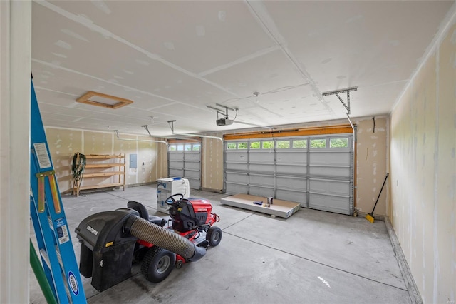 garage with a garage door opener