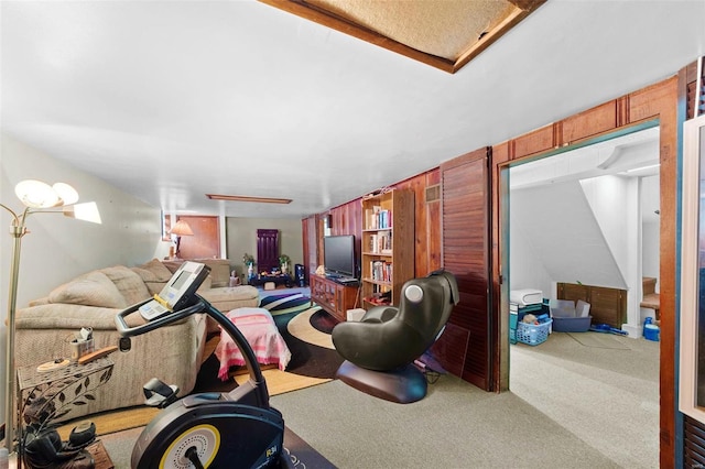 exercise room featuring carpet floors