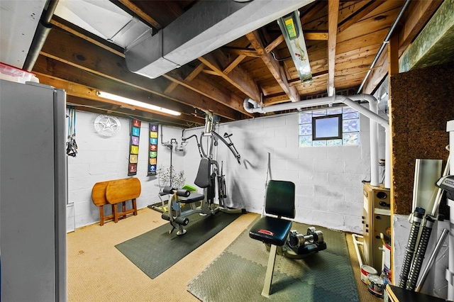 exercise room with carpet