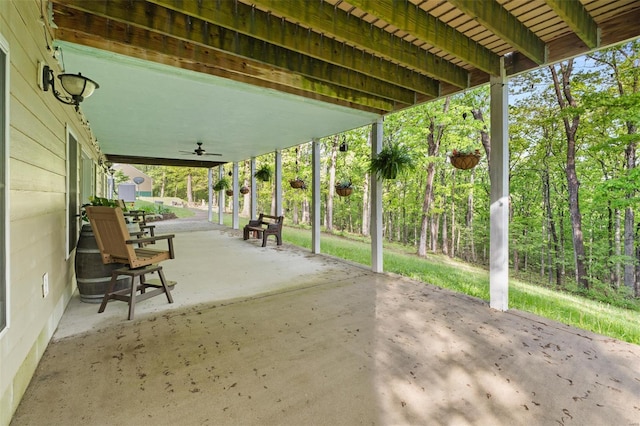 view of patio / terrace with a ceiling fan