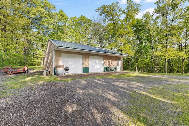 view of detached garage