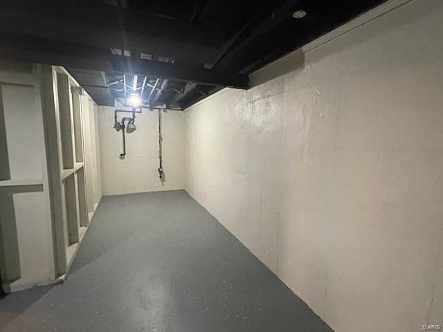 view of unfinished basement