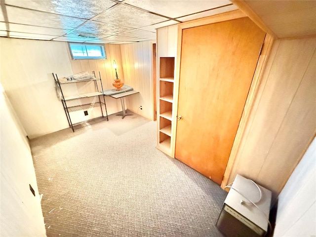 basement with carpet floors