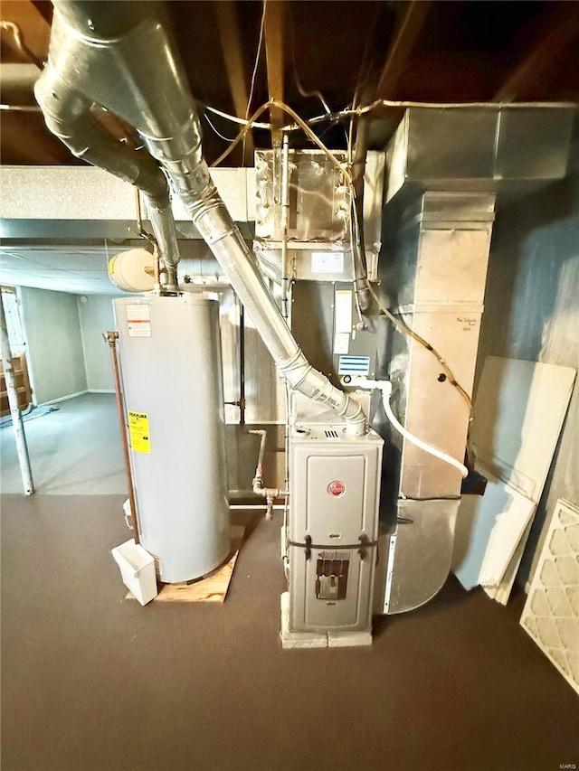 utility room with water heater