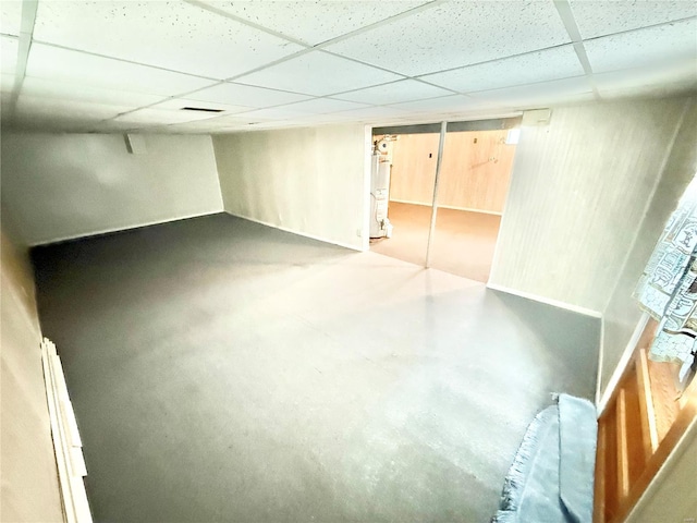 finished basement with a drop ceiling