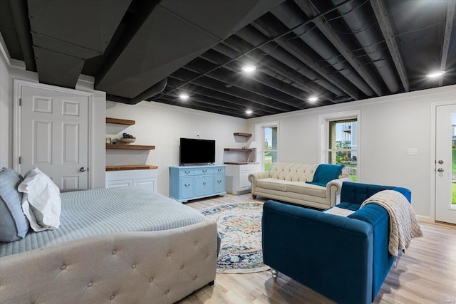 living room featuring light wood-style flooring