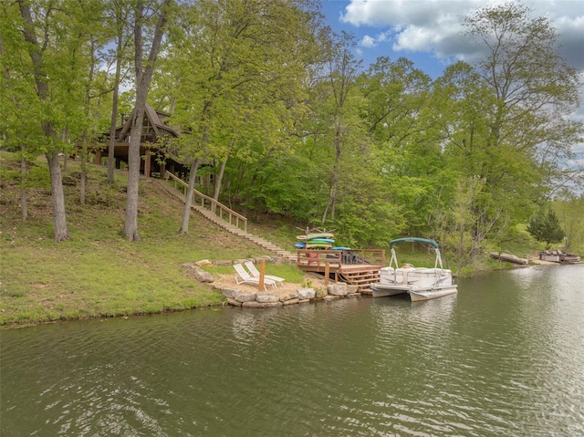 dock area with a water view