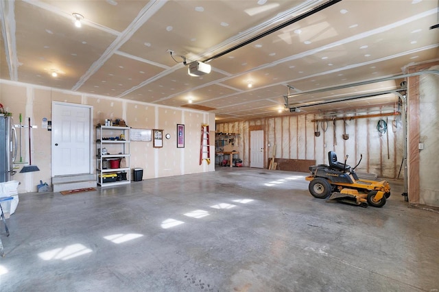 garage with a garage door opener