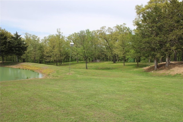 view of home's community featuring a yard and a water view