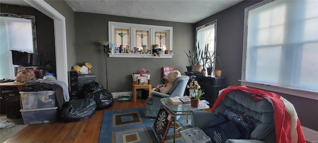 sitting room featuring wood finished floors