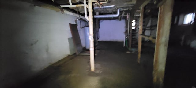 view of unfinished basement