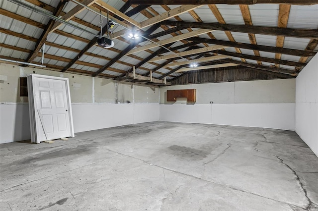 garage with a garage door opener