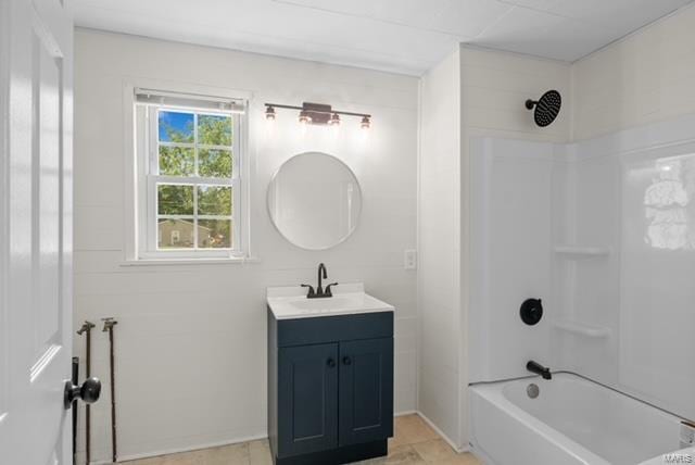 full bathroom featuring shower / bath combination and vanity