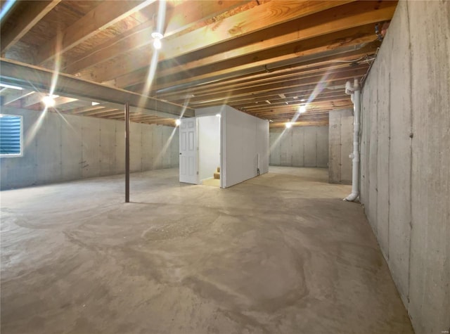 view of unfinished below grade area